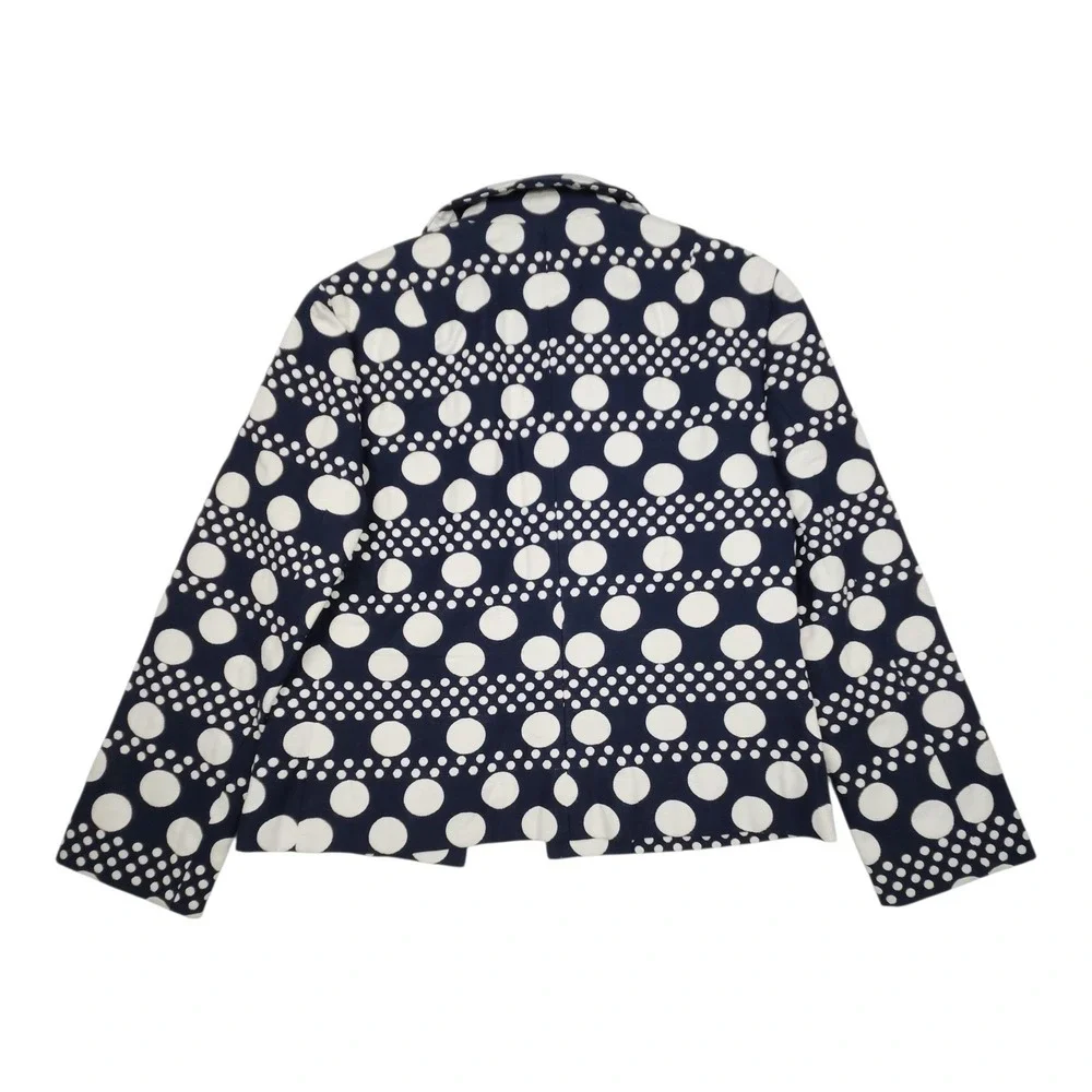 Tory Burch Structured Knit Blazer Jacket Elijah‎ Polka Dot 6 Navy White Cotton